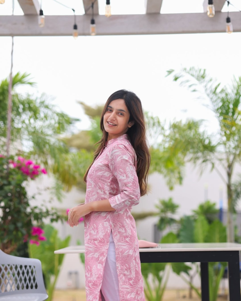 Pink Rose Printed Cotton Kurtis