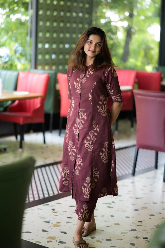 Maroon Sunshine Cotton Co-ord Set